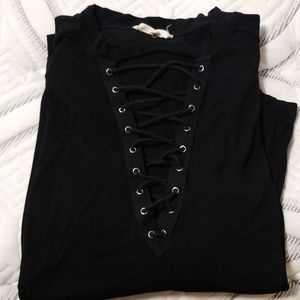 Long sleeve deep v shirt
